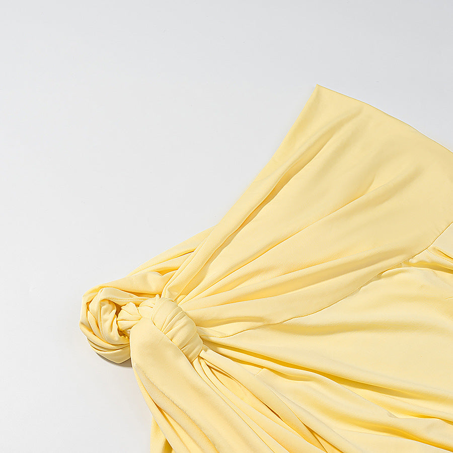 Becca Asymmetric Draped Long Sleeve Maxi Dress
