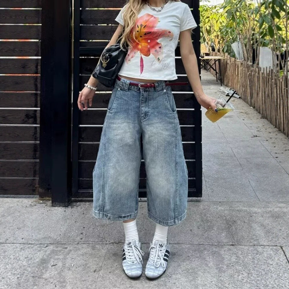 Keira High-Waist Wide-Leg Denim Culottes