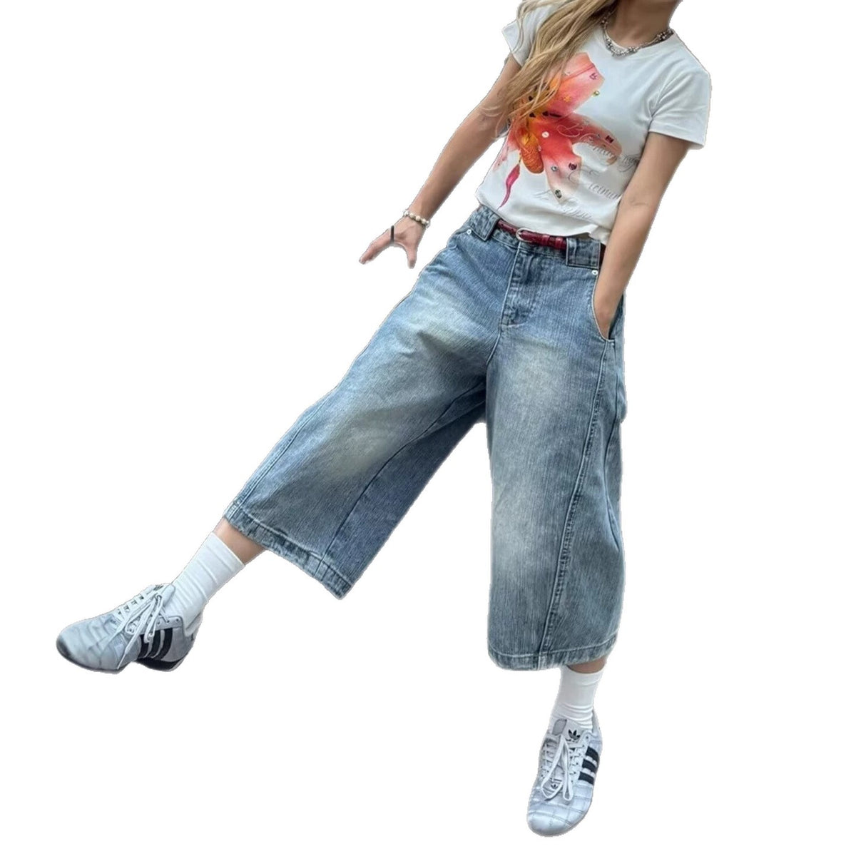 Keira High-Waist Wide-Leg Denim Culottes