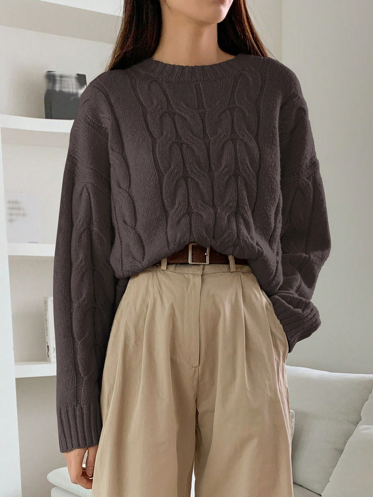 Demetria Relaxed Cable-Knit Sweater