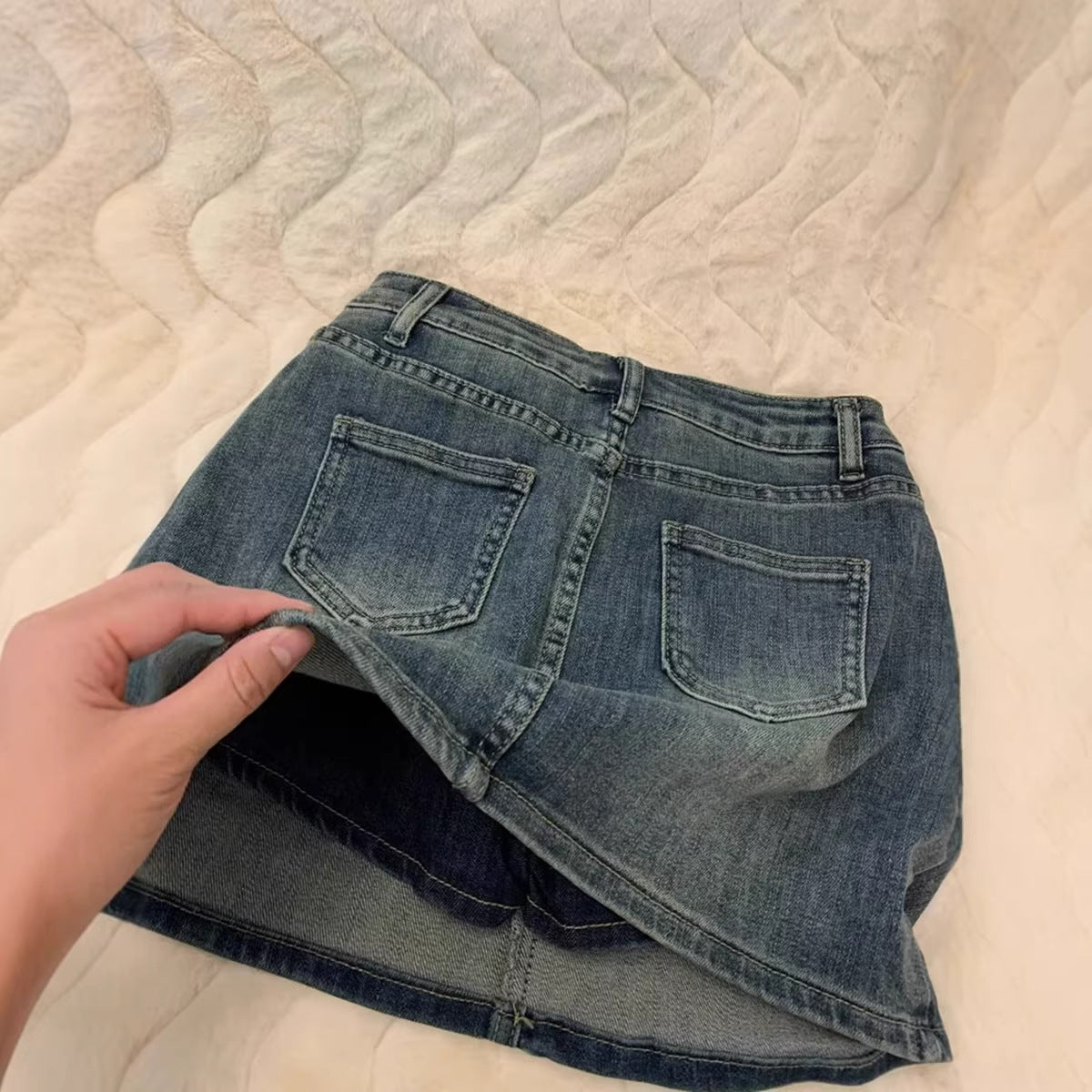 A-Line Denim Mini Skirt