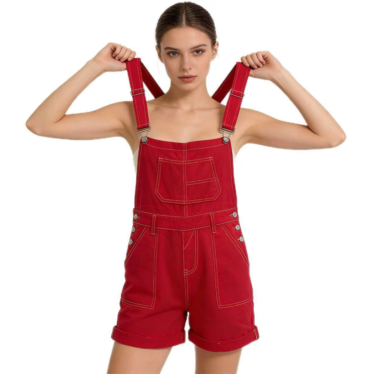 Macie Cotton Denim Short Overalls
