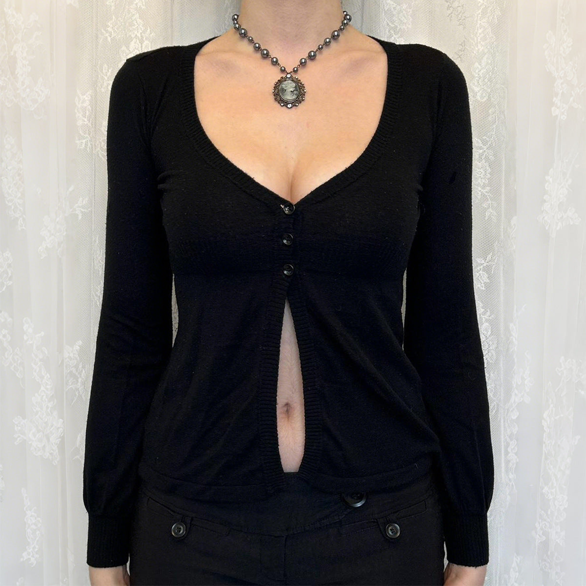Courtney Fitted V-Neck Button-Up Cardigan