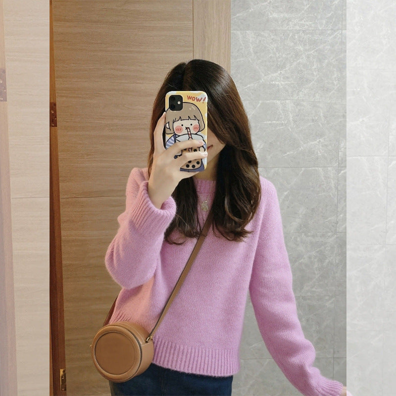 Coco Round-Neck Long Sleeve Knit Sweater