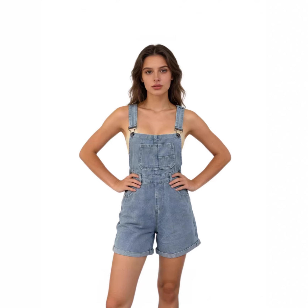 Macie Cotton Denim Short Overalls