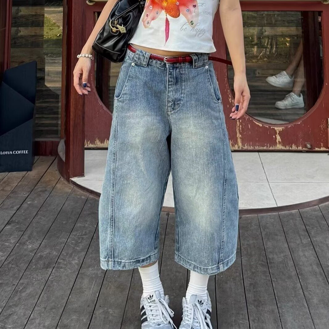 Keira High-Waist Wide-Leg Denim Culottes