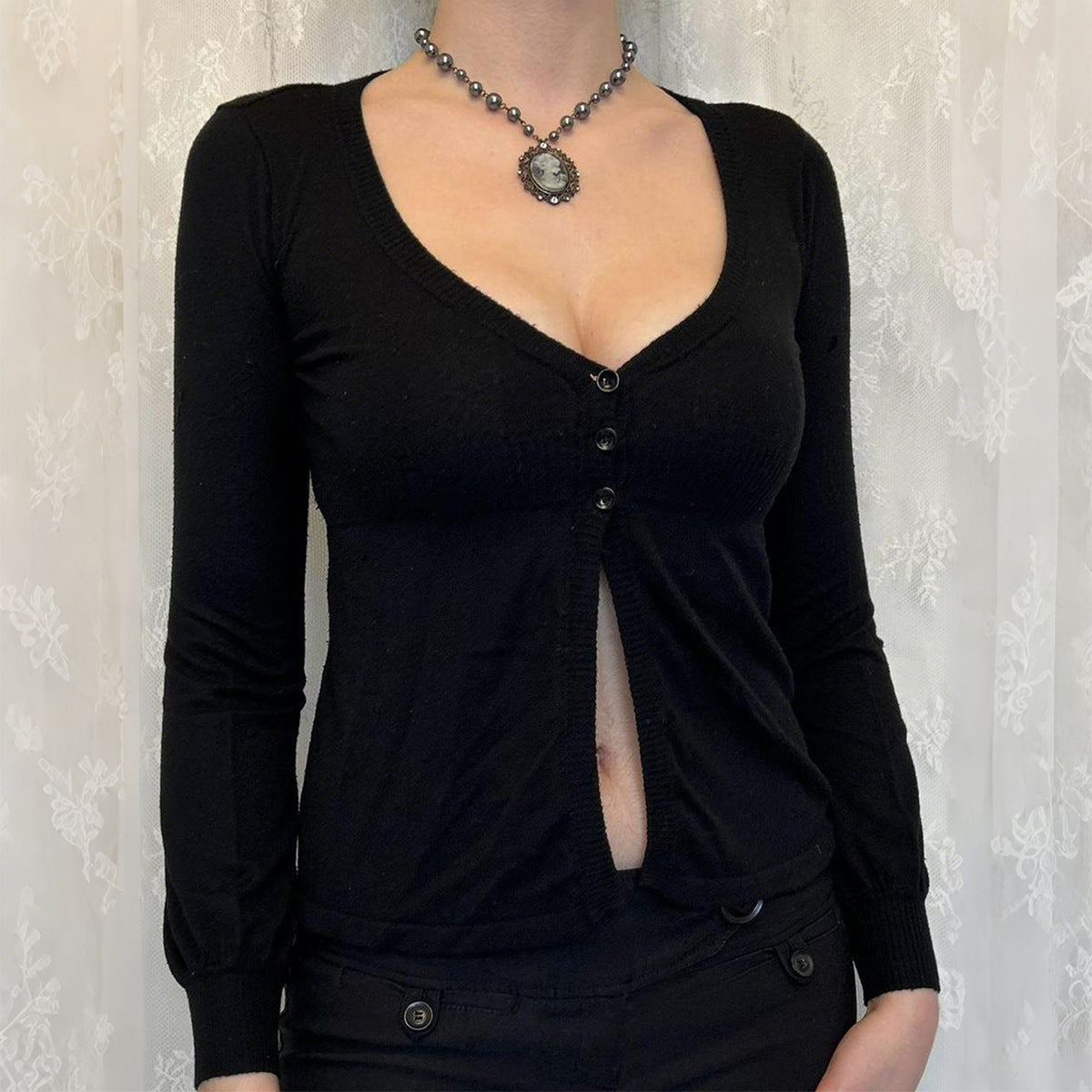 Courtney Fitted V-Neck Button-Up Cardigan