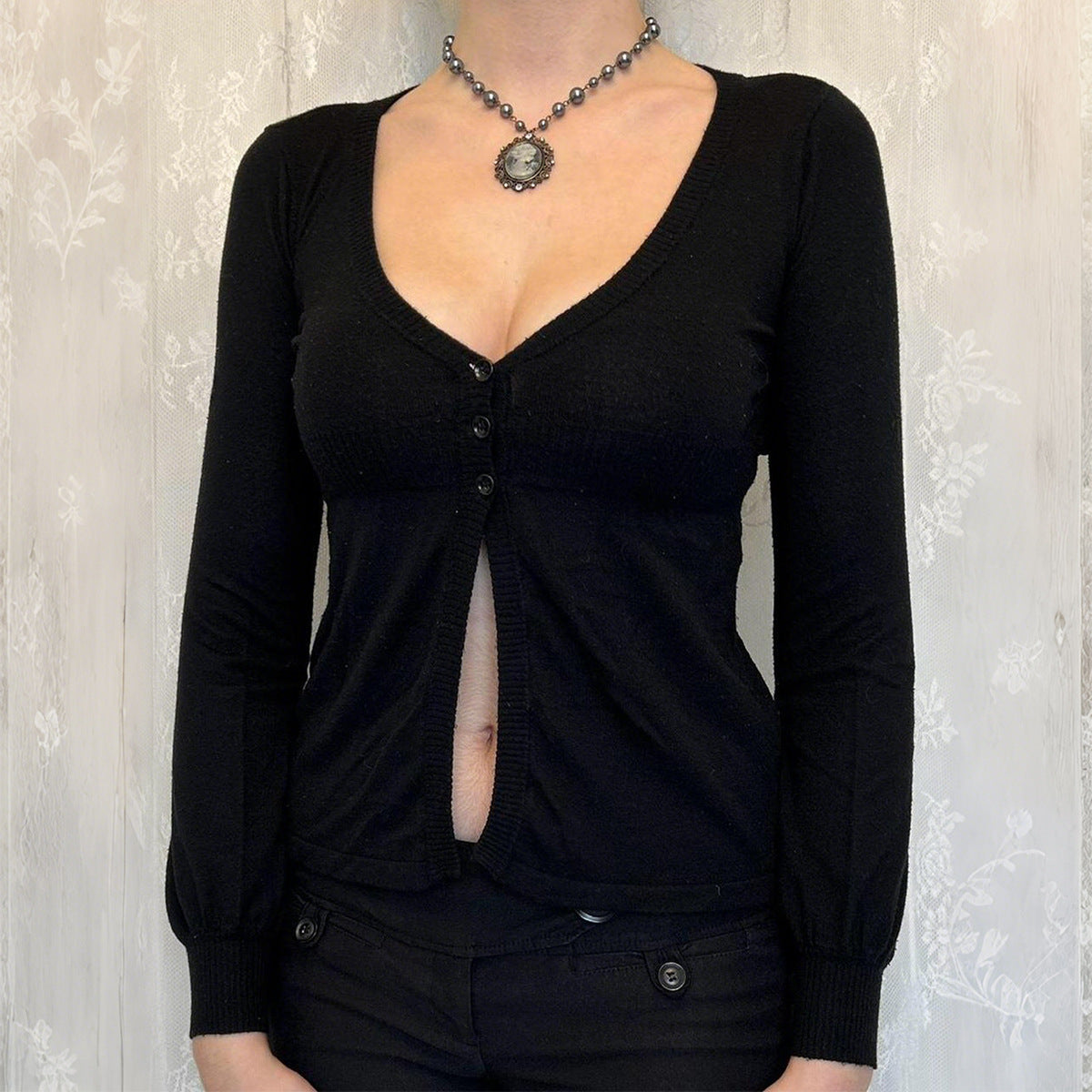 Courtney Fitted V-Neck Button-Up Cardigan