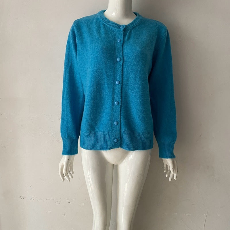 Vienna Wool Round-Neck Button-Up Cardigan