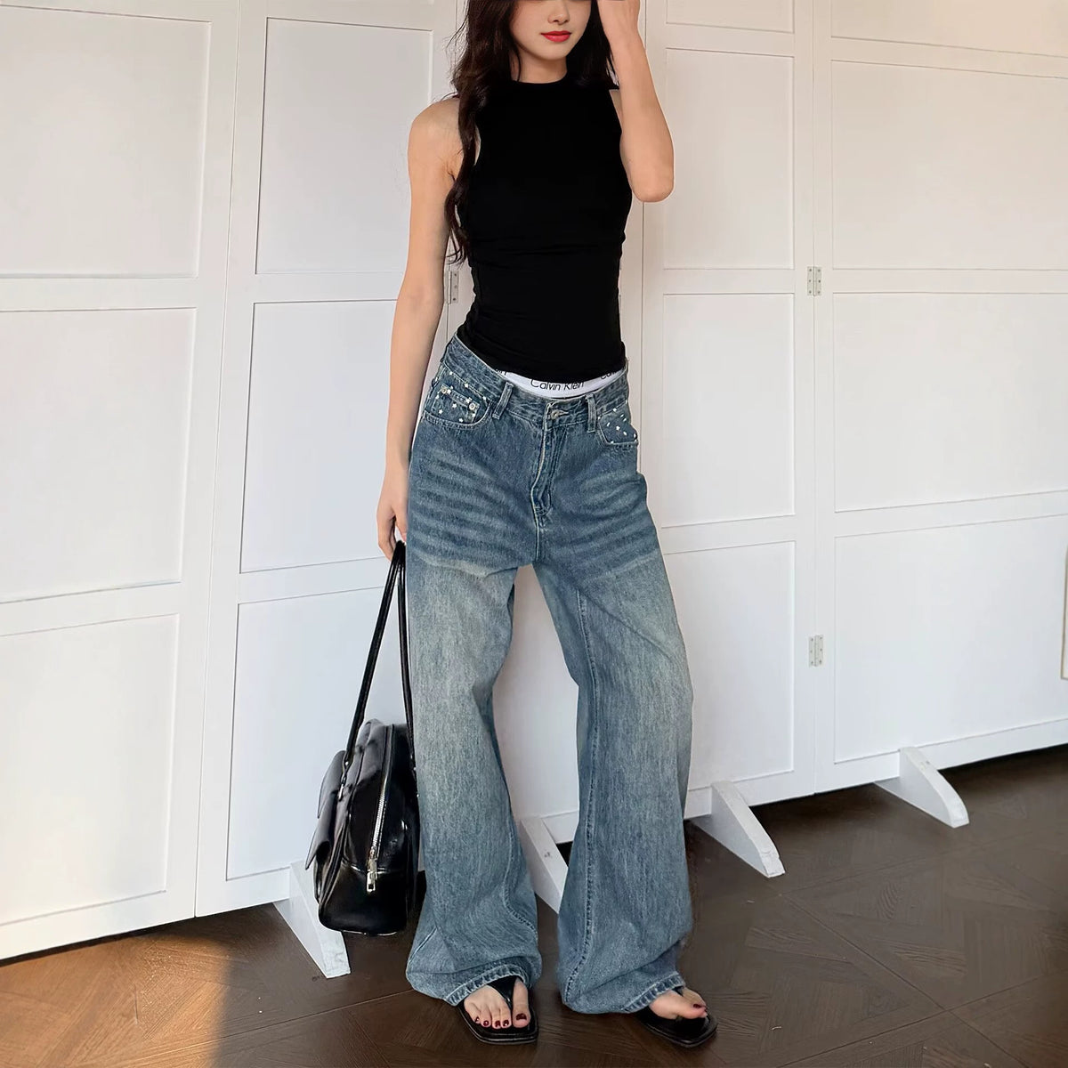 Emily Mid-Rise Wide-Leg Jeans