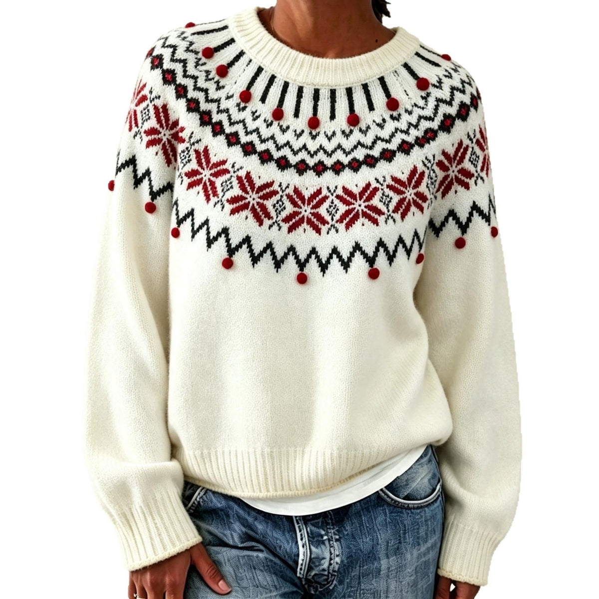 Claire Snowflake Bobble Knit Sweater